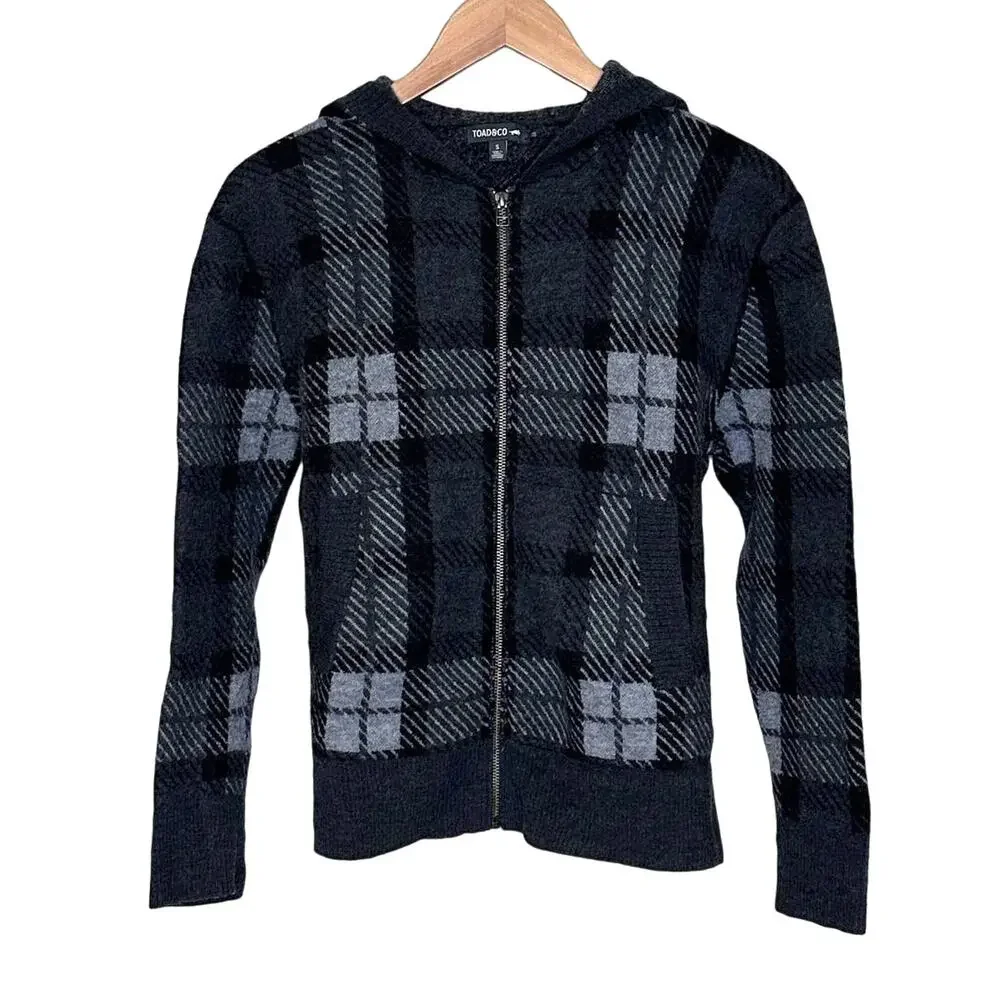 Toad & Co Heartfelt Plaid Zip Wool Sweater size small - Picture 3 of 10